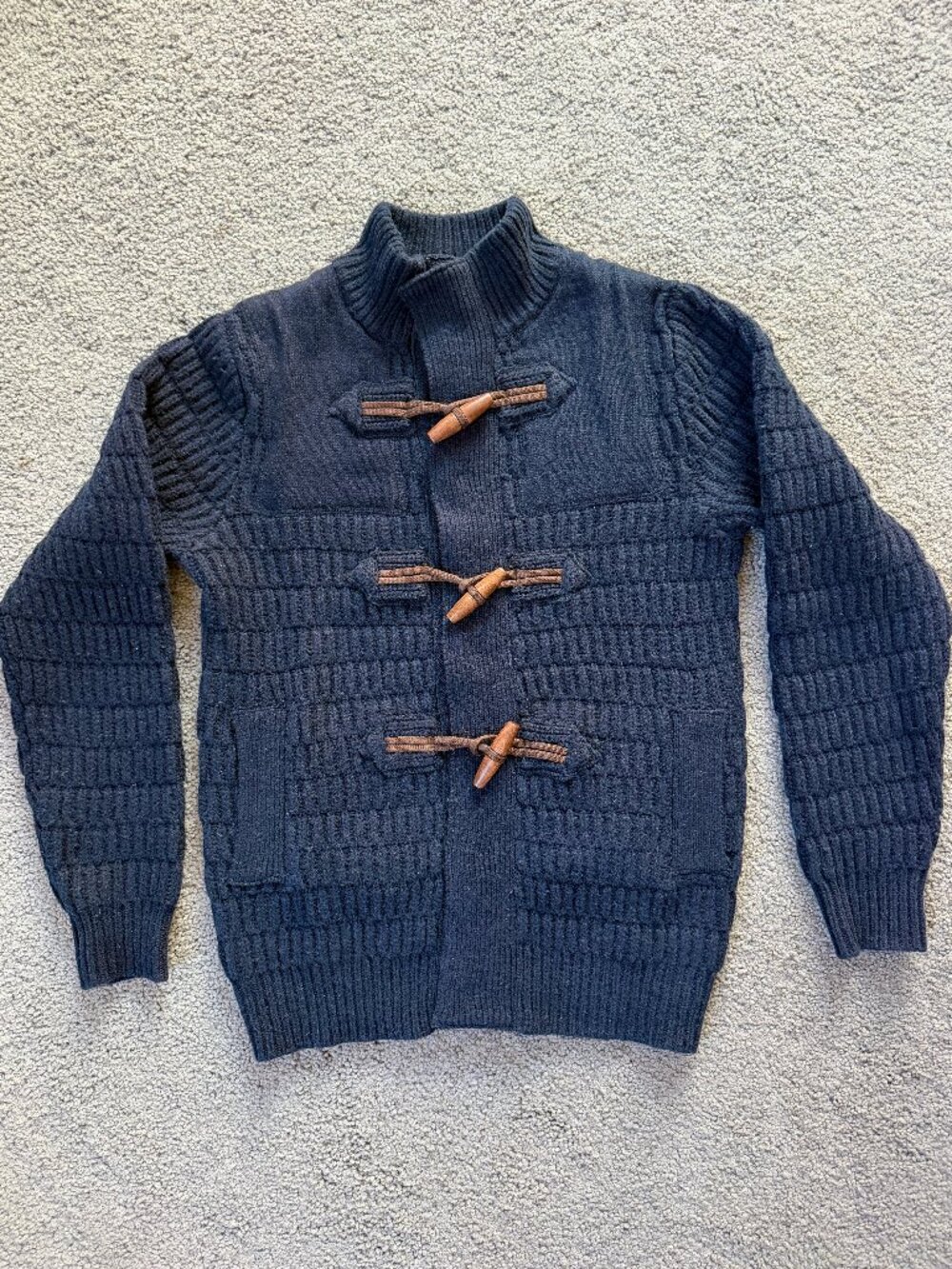 Men’s Telluride Clothing Company Navy Toggle Cardigan-Lambs Wool-Sz. Large -EUC